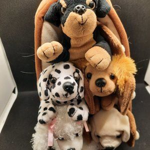 Unipak 12" Plush Dog House with 5 Cute Stuffed "beanie" Dogs.